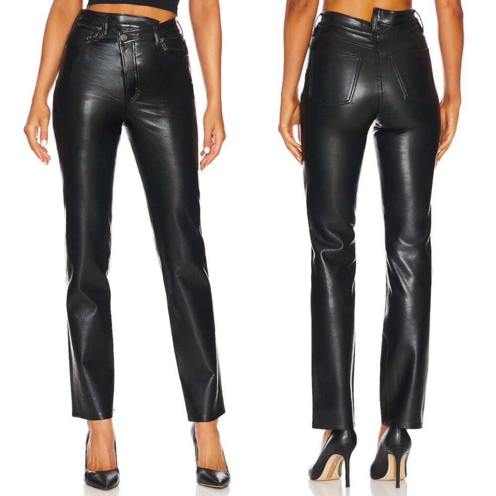 AGOLDE NWT Criss Cross Straight Pants Women’s Size 29 Black Leather Detox